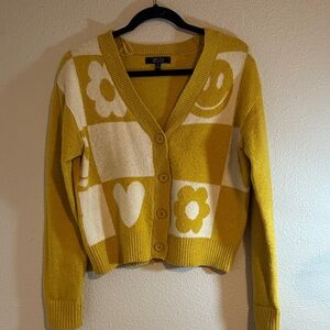 Charming Mustard and Cream Cardigan Sweater